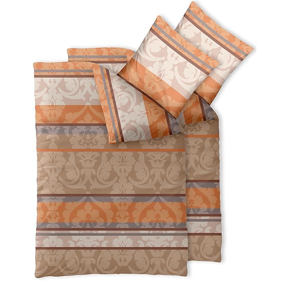 CelinaTex Bettwäsche 4tlg 155x220 Baumwolle Set Kopfkissen Bettbezug Reißverschluss atmungsaktiv Bett Garnitur 80x80 Kissen B