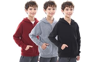 WHITE PEAK TRADING COMPANY Boys Zip Up Hoodie Sweatshirt, 3 Pack Fleece Essentials Hoodies for Boys Kids Youth 6-20