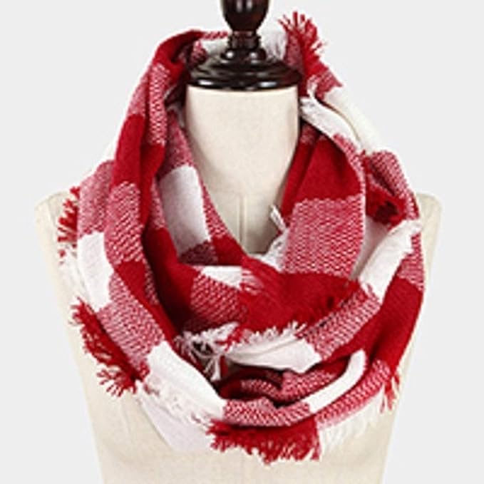 Amazon Vivid Team Colors RED White Buffalo Check Woven Infinity 