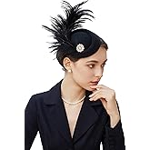 BABEYOND Fascinator Hat for Women Tea Party Kentucky Derby Pillbox Headpiece Costume Feathers Carnival Head Wear