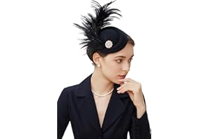 BABEYOND Fascinator Hat for Women Tea Party Kentucky Derby Fascinator Hat Pillbox Hat Peacock Feather Fascinator