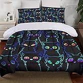 Uyivugmo Kids Cat Cartoon Comforter Bedding Sets for Child Gradient Line Cute Cat for Teens Kids Boys Girls Adults Room Decor Includes Comforter with 2 Pillowcase