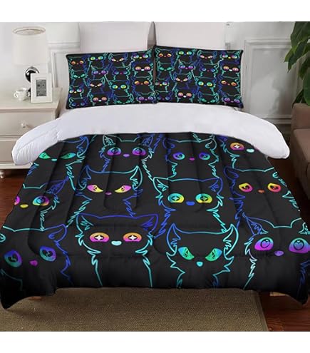 3 pezzi Set biancheria da letto con stampa gatto 3D, morbido e