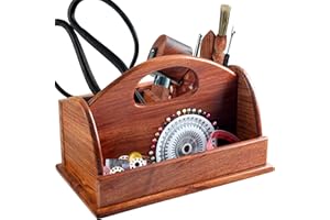 SAVINA Wooden Craft Organizer Box - Handmade Craft Storage Caddy for Sewing, Art Supplies, DIY Tools & More - Elegant & Durable (BOX ONLY) (Small Size)