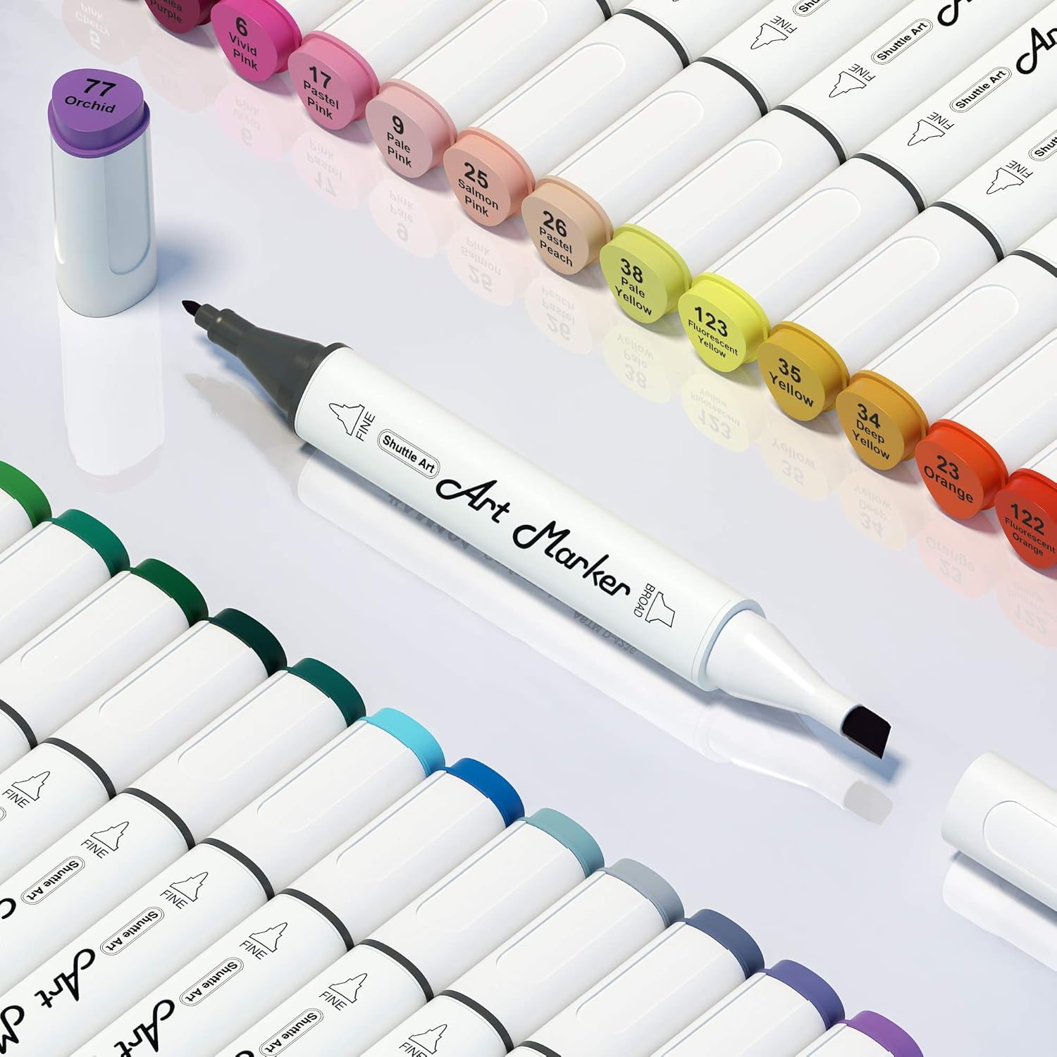 Shuttle Art 88 Colors Dual Tip Alcohol Based Art Markers, 88 Colors plus 1 Blender Permanent Marker Pens Highlighters with Case Perfect for Illustration Adult Coloring Sketching and Card Making