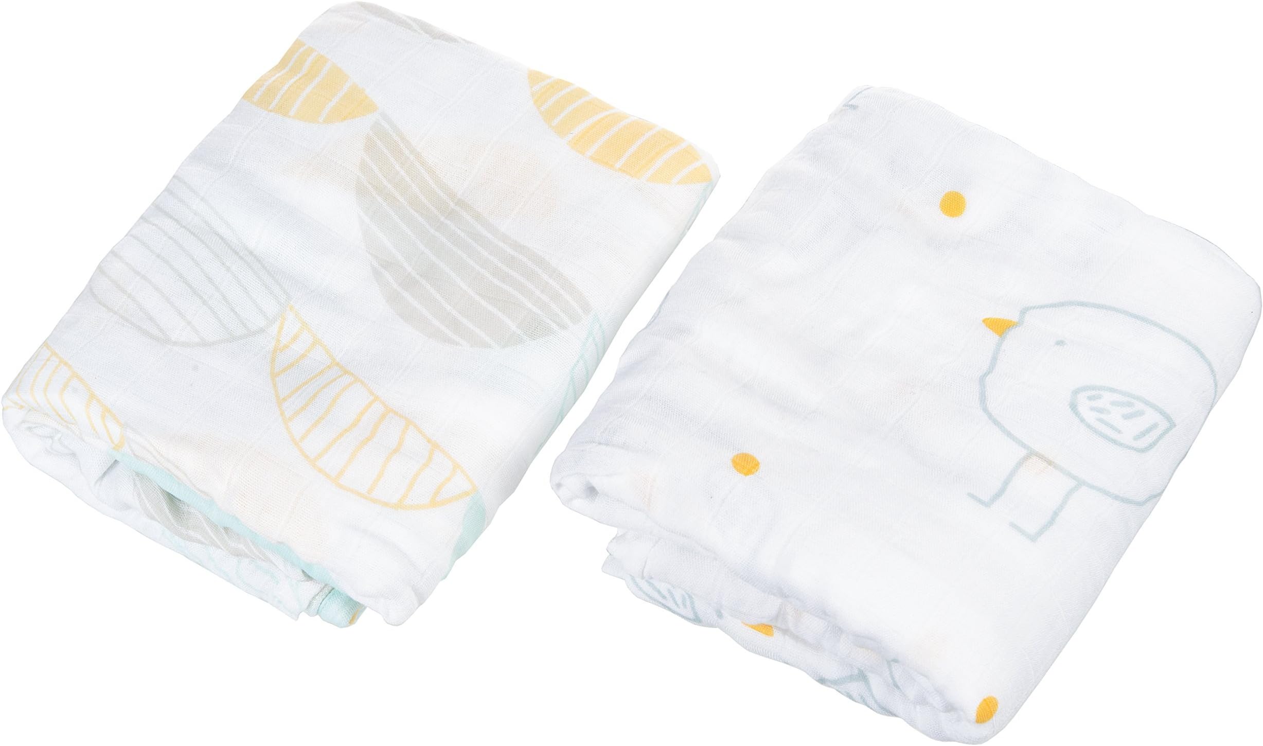 The Storks Luxury 100% Bamboo Unisex Muslin Swaddle Blankets, Super Soft, Hypoallergenic and Breathable Burp Cloth, Nursing Cover, Sleep Sack, Changing Pad for Baby Girls and Boys, 2 Piece