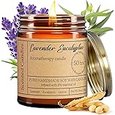 Liofeve Lavender Eucalyptus Candles for Home Scented - 8oz Aromatherapy Candles for Relaxation Anxiety Stress Relief Non Toxic, Calming Candles Gifts for Women Soothing Relaxing Bath Yoga Meditation