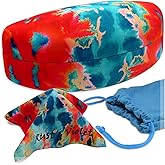 MyEyeglassCase Large Curved Sunglasses Case - Women Hard Shell Glasses Holder - XL Large Eyeglass Case with Pouch &Cloth