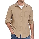 SUIMZESTI Men's Corduroy Shirt Jacket Casual Long Sleeve Button Down Shirts Lightweight Shacket Overshirts with Pockets