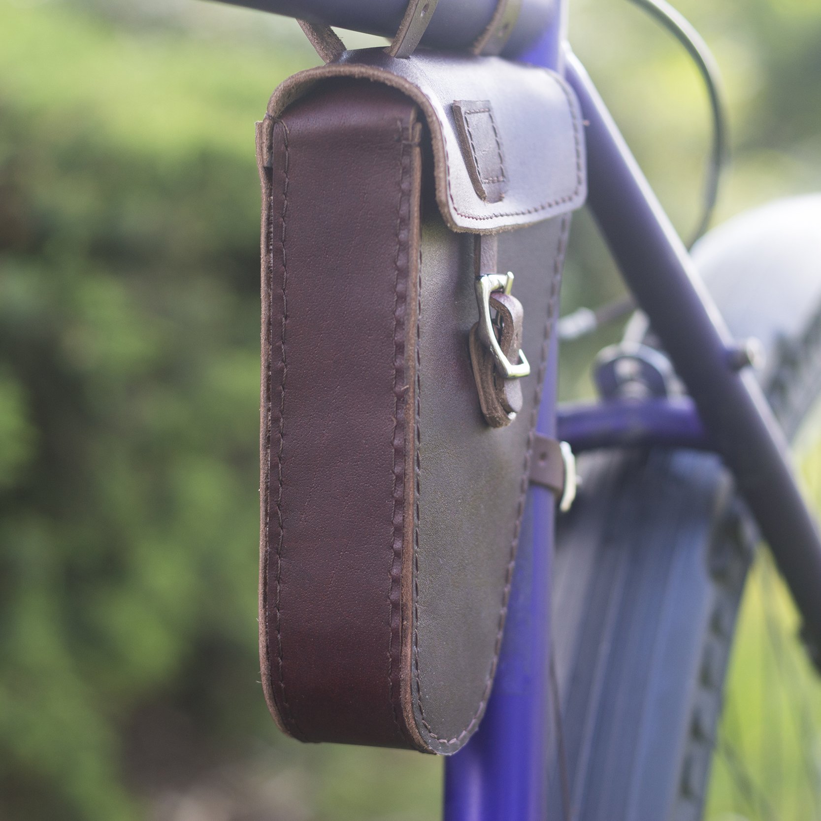 London Craftwork Frame Bike Bag Genuine Leather in Cherry Brown TRIGL-Cher