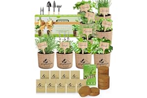 PLANTMEW Christmas Gifts for Mom, Women, Her - 9 Herb Indoor Garden Starter Kit with Pots, Soil & Tools - Unique Birthday Gifts for Women, Housewarming Present for Wife - Grow Kitchen Windowsill Herbs