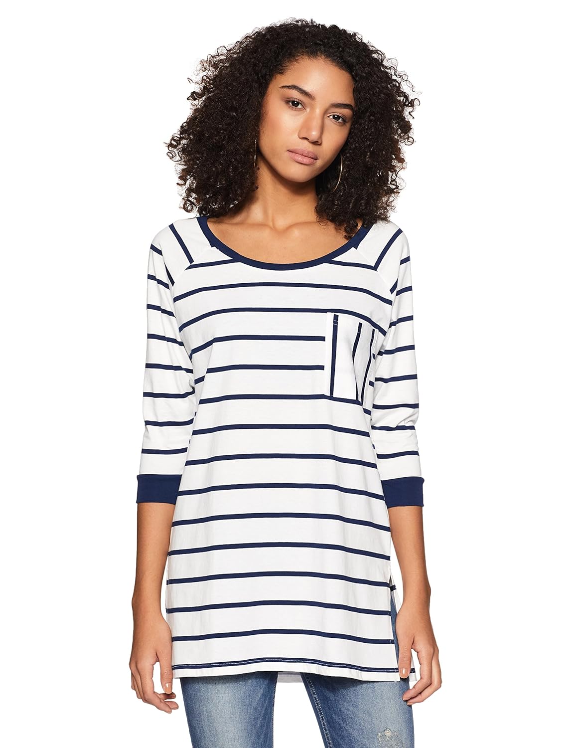 symbol amazon brand women's striped loose fit t-shirt