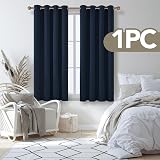 Deconovo Navy Blue Blackout Curtain Panel Eyelet 52x63 Ready Made view 3