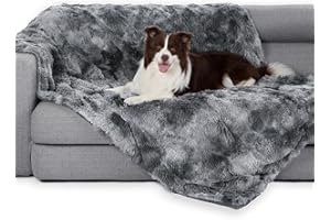 gogobunny Waterproof Dog Blanket for Large Dogs, Cats, Puppy, Reversible Faux Fur Pet Throw Blanket, Washable,Calming Furniture Protection for Sofa Bed (50x60 Inch (Pack of 1), Tie-dye Grey)