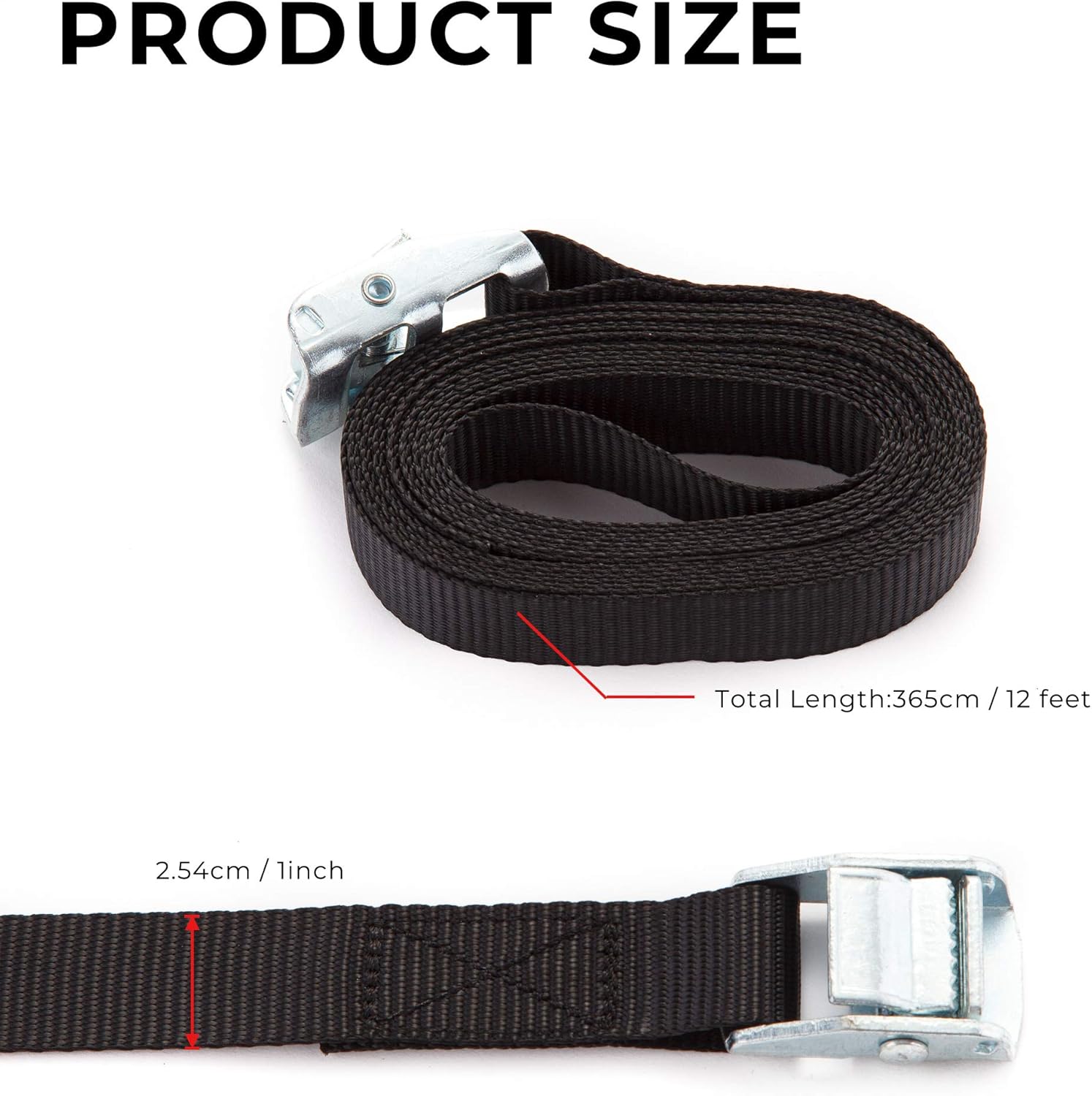 CARTMAN 1" x 12' Lashing Straps up to 600lbs, 4-10pk Quantity for Option in Carry Bag (6pk): Automotive
