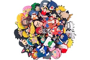 hitioCC 50 Pcs Cute Cartoon Anime Shoe Charms for Boys Girls, Cool Shoe Charms for Kids Men, Crock Charms for Bracelets Sandals Decoration Accessorie.