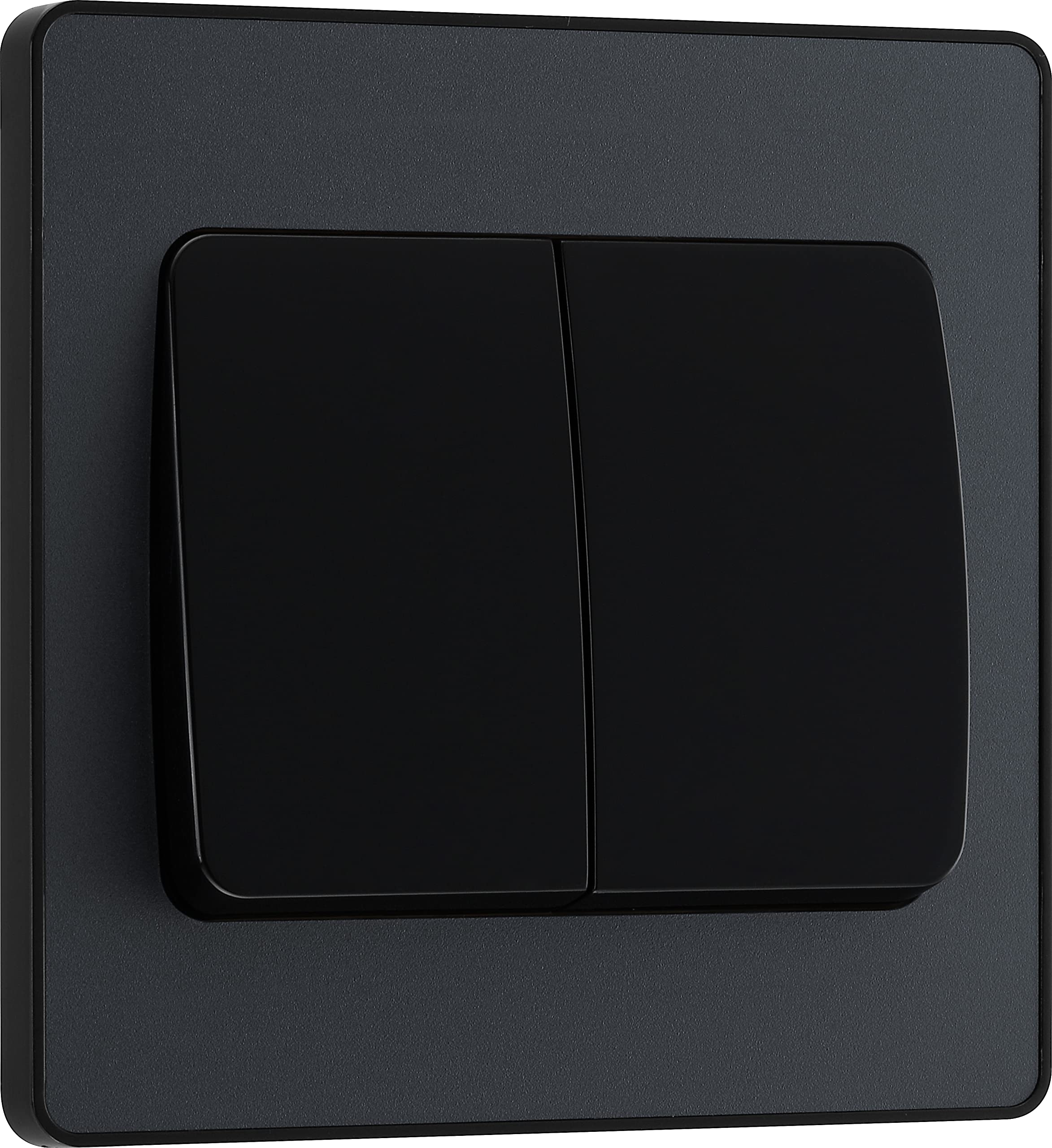 BG Electrical Double Wall Light Switch, Wide Rocker, 2 Way, Screwless Front Plate, Round Edges, Evolve, Matt Grey, 20A, 16AX, PCDMG42WB — image 1