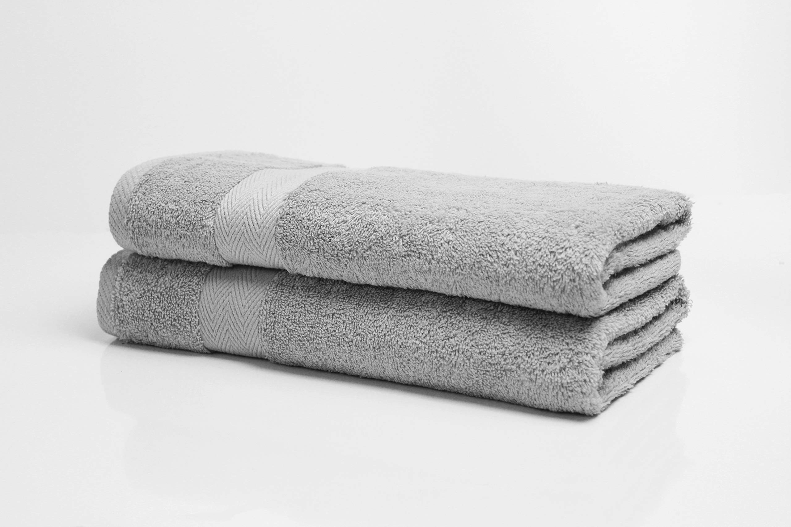Restmor Hand Towels 2 Pack Heavy Cotton 600 GSM Luxor Thick Absorbent quick dry towels cloakroom or bathroom towels 50 x 90 cm larger than average (LIGHT GREY)