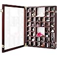 Adjustable Rock Display Case - Rock Collection Box with Fabric Bed for Mineral Display - Dark-Finish Shadow Box with Shelves for Crystal Storage - Display Cases for Collectibles (Large)