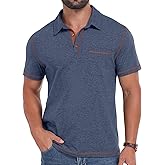 Sailwind Men's Short Sleeve Polo Shirts Casual Summer Classic Collared Golf Shirt with Pocket