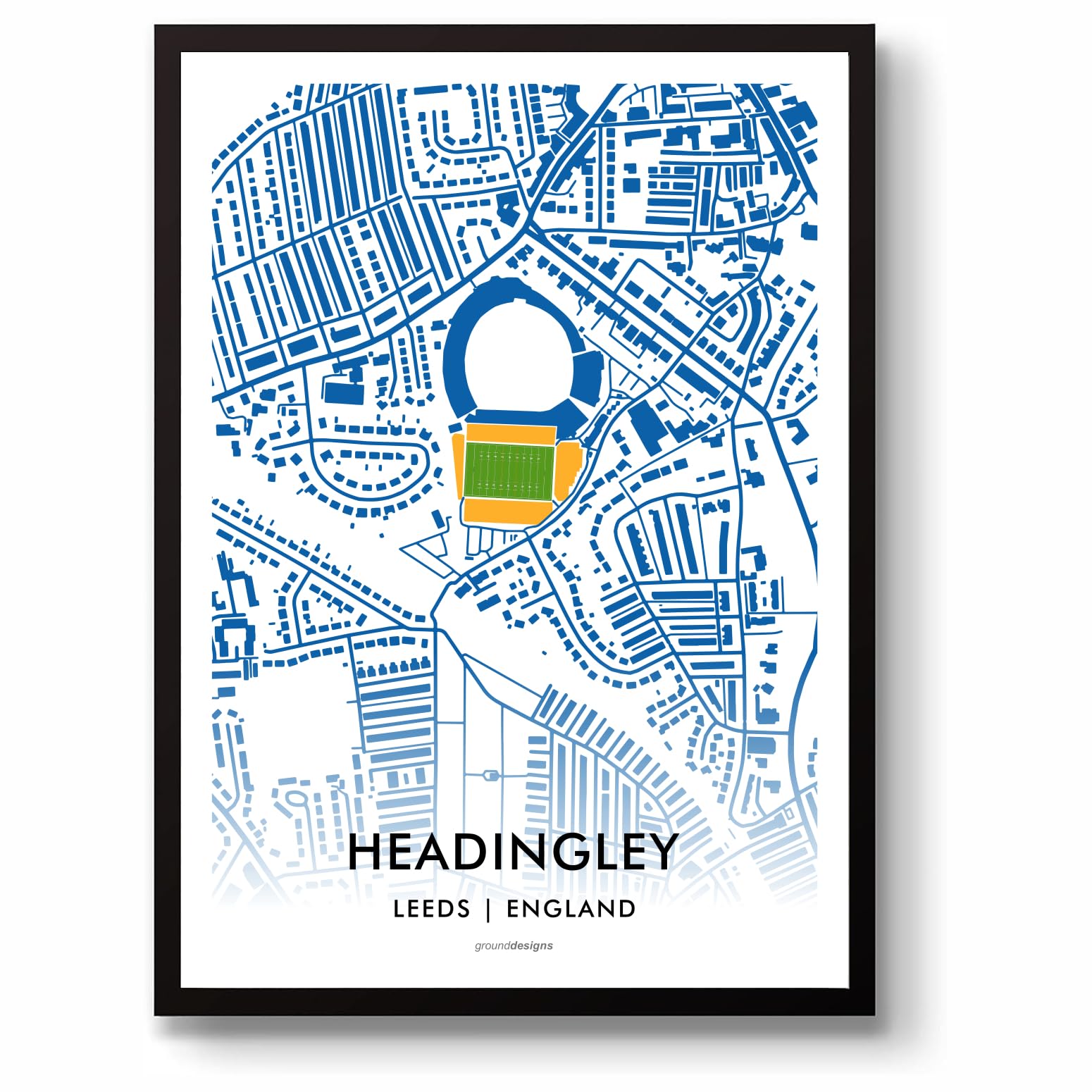 GroundDesigns LEEDS RHINOS Rugby League Gift HEADINGLEY Stadium Art Unframed A3 Print LRRLFC