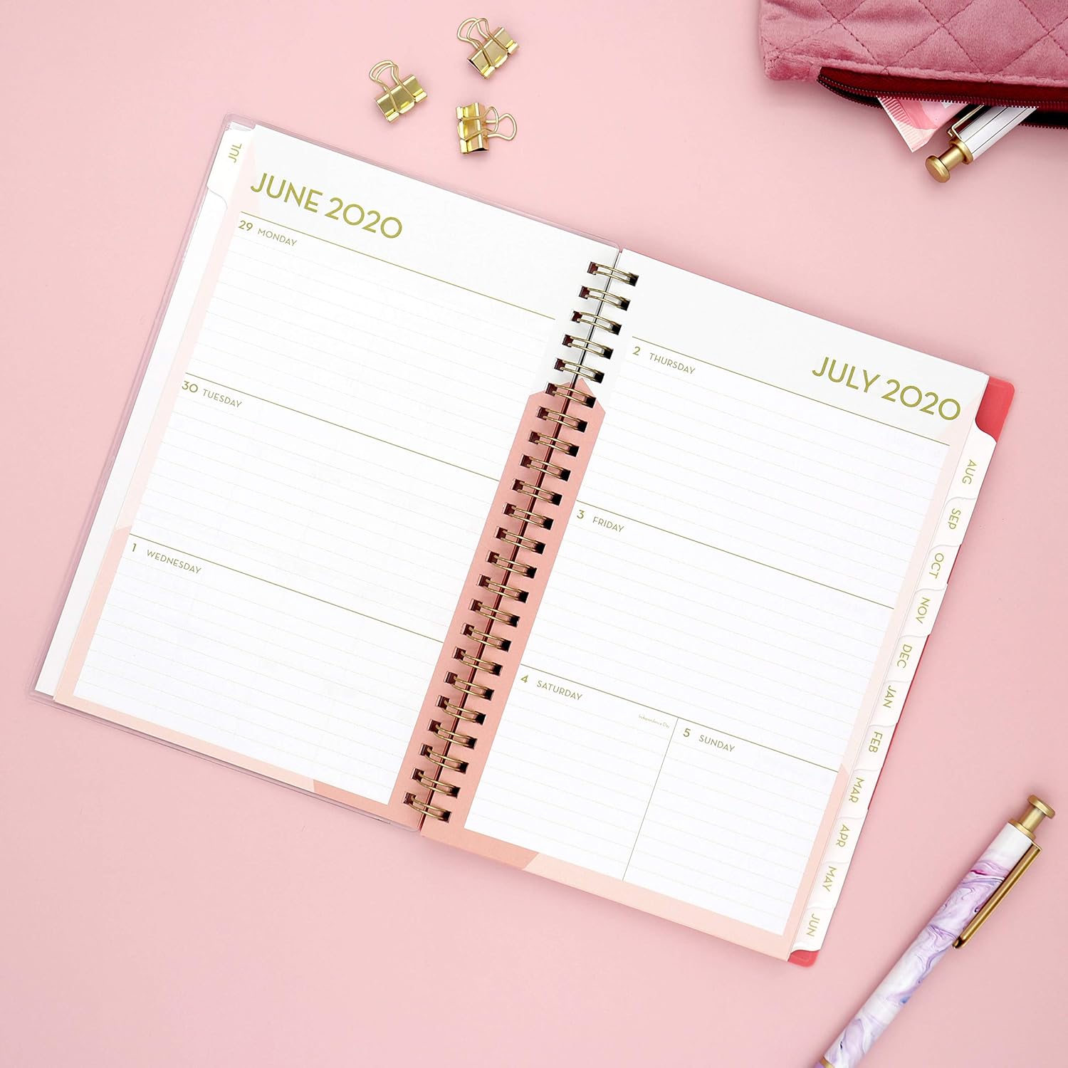 Blue Sky 2020-2021 Academic Year Weekly & Monthly Planner, Flexible Cover, Twin-Wire Binding, 5" x 8", Cali Pink : Office Products