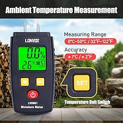 Wood Moisture Meter, LONVOX Pin-type Digital