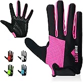 LuxoBike Bike Gloves for Men Women with Anti-Slip Shock-Absorbing Riding Pad, Light Weight Full Finger Cycling Gloves Touch Screen Breathable Mountain Biking Road Bicycle