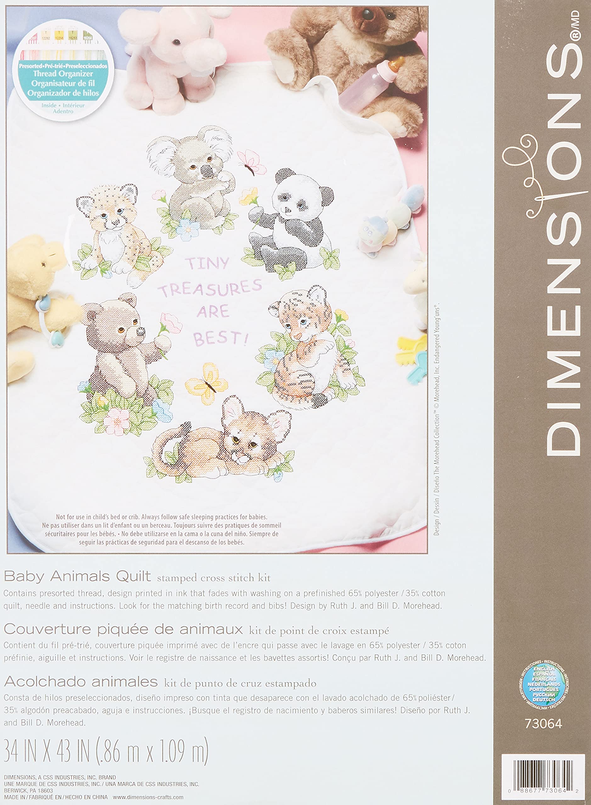 Dimensions Quilt Baby Animals, Polyester, Multi-Colour