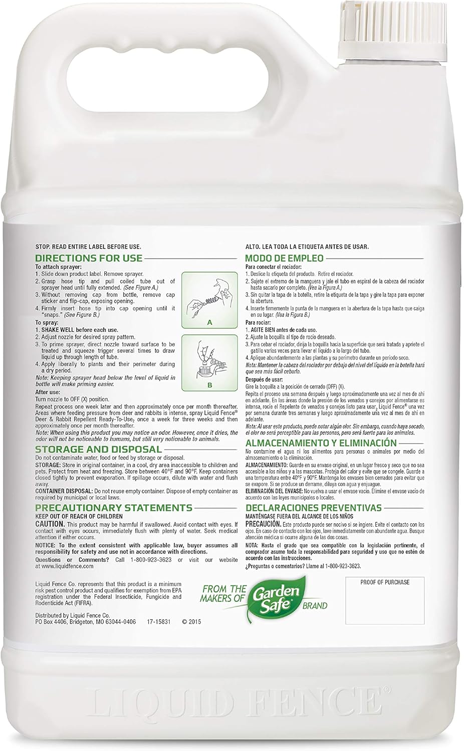 Liquid Fence Deer & Rabbit Repellent Ready-to-Use, 1-Gallon : Garden & Outdoor