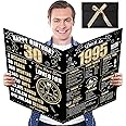 Turypaty Large 30th Birthday Gift Card With Envelope for Men Women, 1995 Black Gold Happy 30th Birthday Giant Guest Signature Book Gifts, Big Vintage Thirty Greeting Card Decoration Party Supply