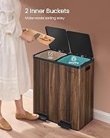 SONGMICS Dual Rubbish Bin 2-Compartment 30 L Dark Walnut LTB060N02 view 7