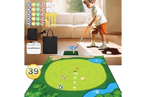 Wdebay Toddler Sticky Golf Pro Game Set with Mat, Velcro Golf Chipping Game for Kids and Adults Indoors & Outdoor Play Toys with Club