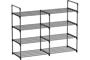 FIDUCIAL HOME 4 Tiers Metal Shoe Rack Organizer 16 Pairs Sturdy Shoe Stand for Closet Entryway, Stackable