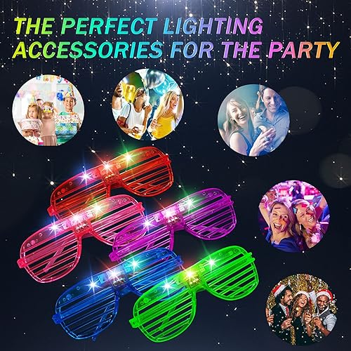 64Pack LED Glasses Colors Light Up Glasses,Glow In The Dark
