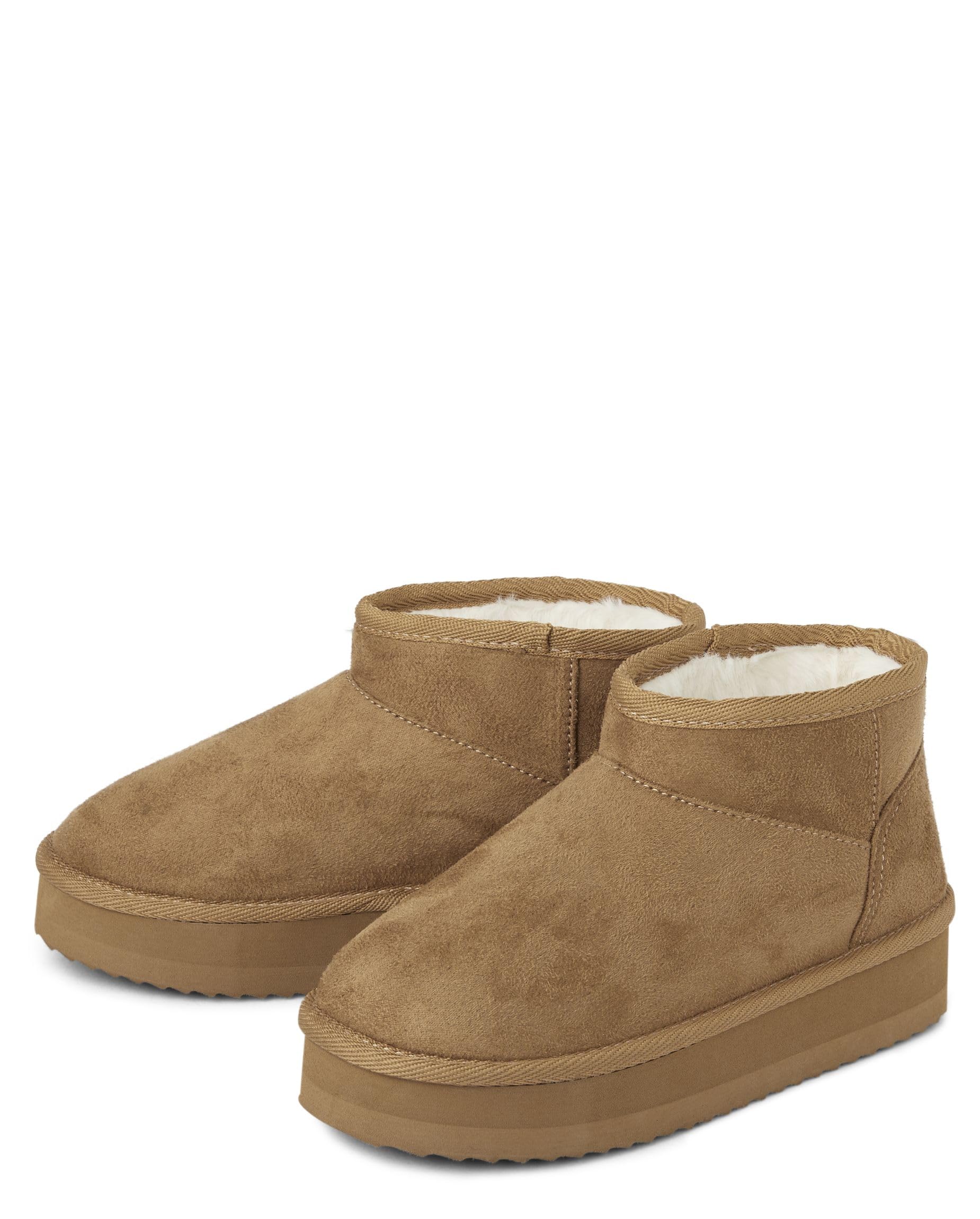 The Children's Place girls Girls Mini Ankle Platform Boot, Faux-fur Lined