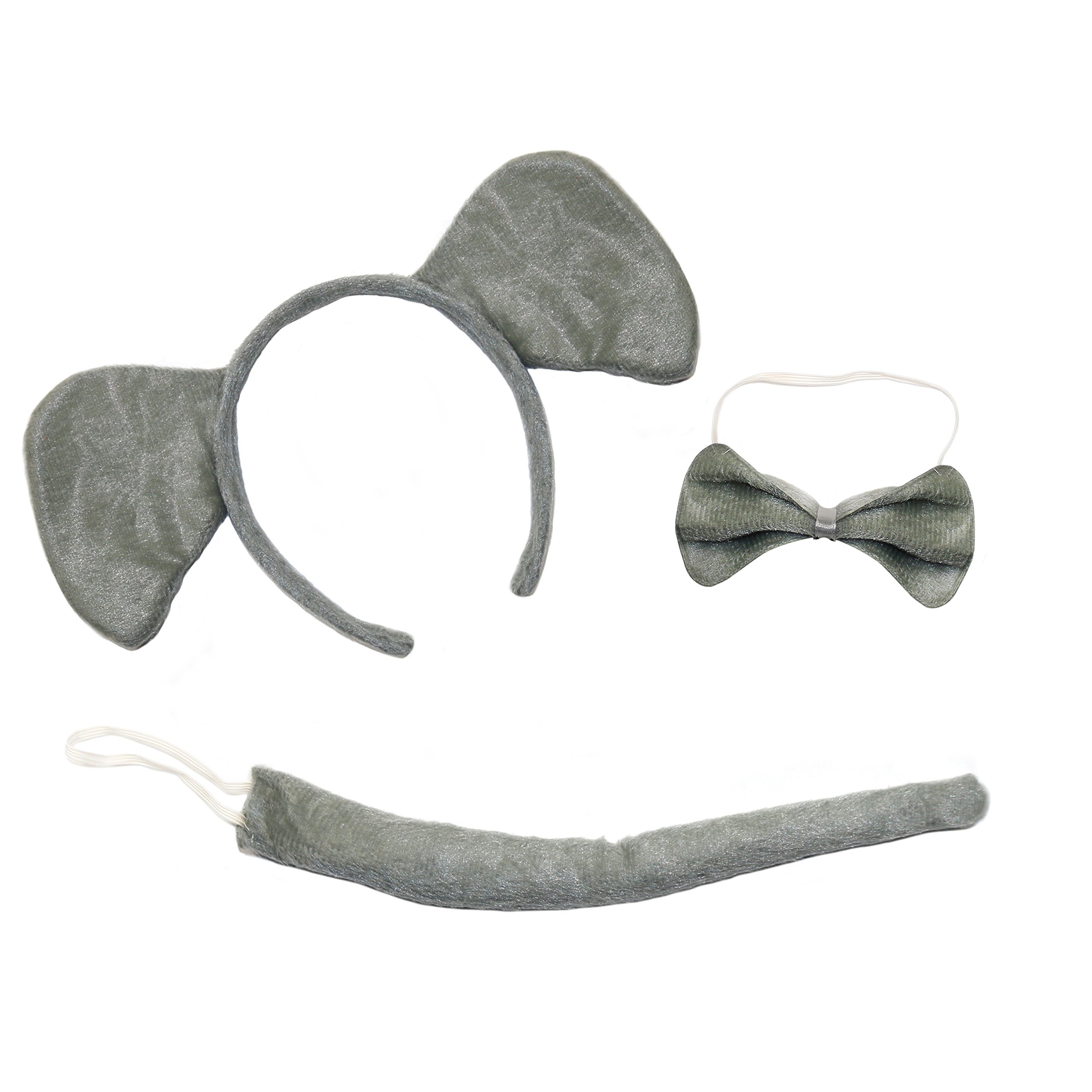 Robelli Cute Animal 3-Piece Fancy Dress Sets (Ears Headband, Tail & Bow Tie) (Elephant)