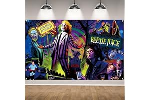 RVSTICTY Scary Creepy Halloween Photo Backdrop Classic Movie Role Beetlejuice Banner Horror Party Decorations and Supplies for Home