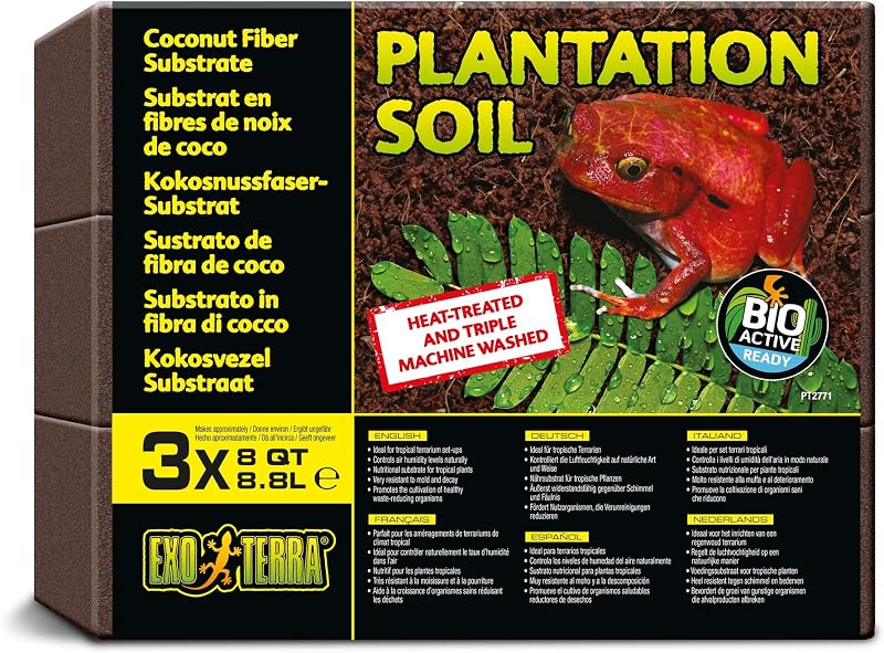 Exo Terra Plantation Soil Substrate 3 x 8.8 Litre Natural Terrarium Substrate