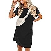 ANRABESS Womens Casual Summer Ribbed Knit Tunic Tshirt Mini Dresses 2026 Trendy Crewneck Short Sleeve Beach Loose Shift Dress