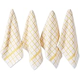 DII Basic Terry Collection Windowpane Dishtowel Set, 16x26, Yellow, 4 Count