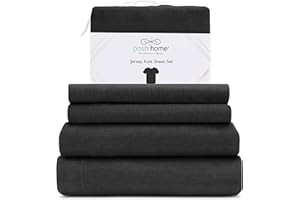 Posh Home Jersey Knit Sheet Set – 4-Piece Jersey Bed Sheets – T-Shirt Breathable & Soft Cotton Jersey Sheets - Includes Flat Sheet, Jersey Fitted Sheet, & 2 Pillowcases - King Jersey Sheets, Black