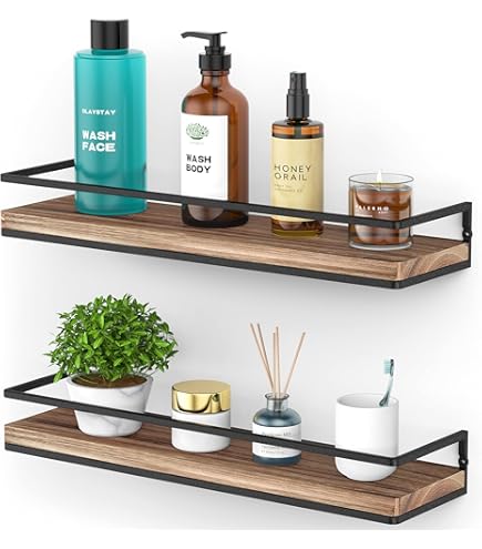 Black Metal Floating Shelves - Industrial Wall Shelving For Modern Home - View #2