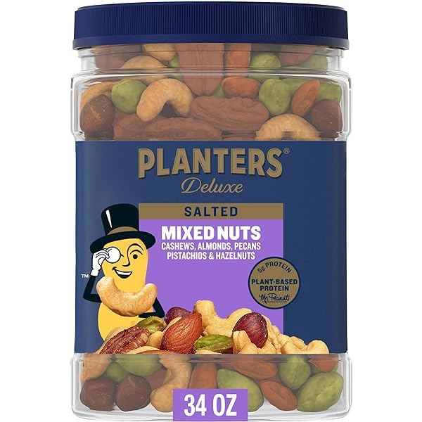 PLANTERS DELUXE SALTED MIXED NUTS, ROASTED CASHEWS, ALMONDS,...