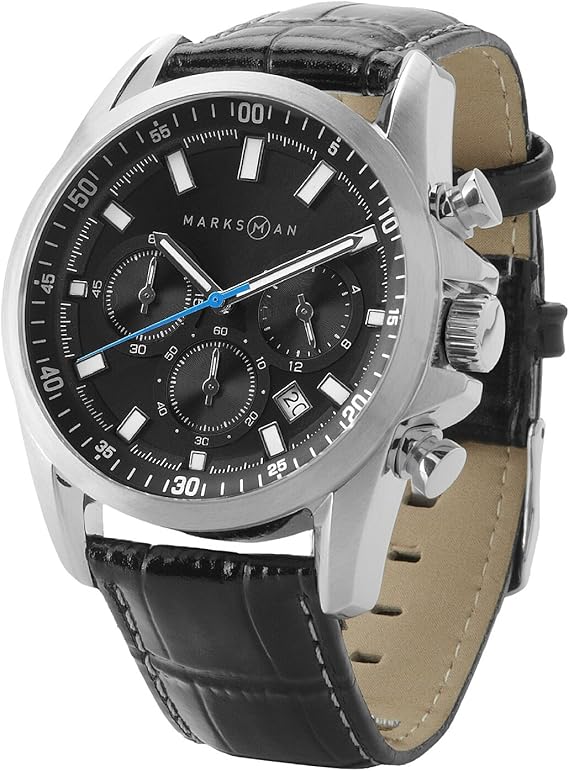 MarksMan "Classic" chrono watch black/silver/blue Amazon.co.uk