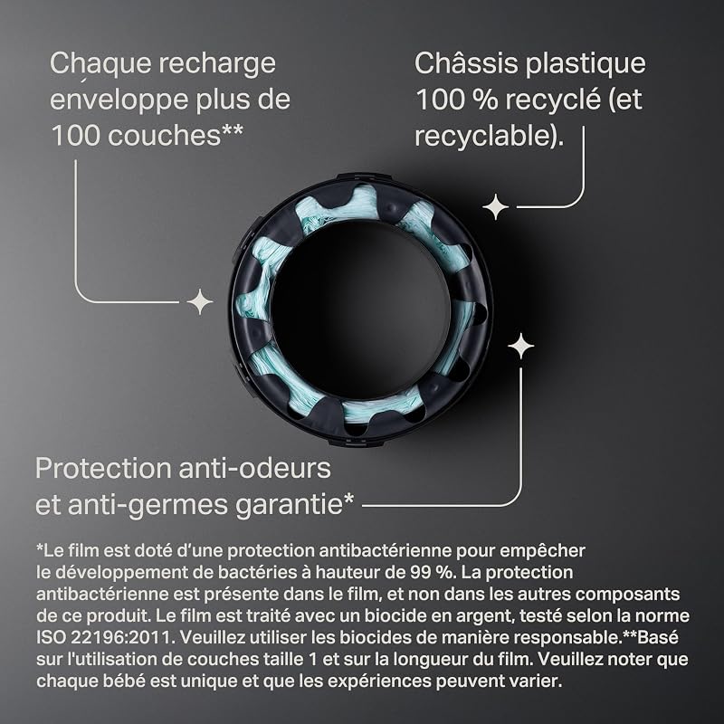 Cassettes de recharge originales Poubelle à couches Twist and Click Advanced, Lot exclusif de 4, 10,5 m, Recharge facile et grandes économies, 4 X 10,5 m