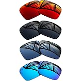 4 Pairs Replacement Lenses for Oakley Fuel Cell OO9096 Sunglasses &ndash; Anti-Scratch Lightweight &ndash; Solid Black + Titanium + Ice Blue + Fire Red