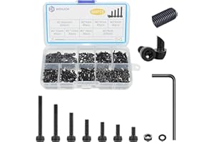 WZHUIDA 660 Pcs M2 Screws Assortment Kit, M2x4mm/6mm/8mm/10mm/12mm/16mm, Metric Hex Socket Head Cap Screws Nuts Washers Kit with Wrench, Black Zinc Plated