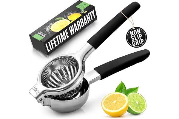 Zulay Lemon Squeezer Stainless Steel with Premium Heavy Duty Solid Metal Squeezer Bowl and Food Grade Silicone Handles - Larg