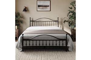 Classic Metal Bed Frame, Queen Bed Frame with Victorian Vintage headboard, Footboard and Under Bed Storage,Easy Assembly, No 